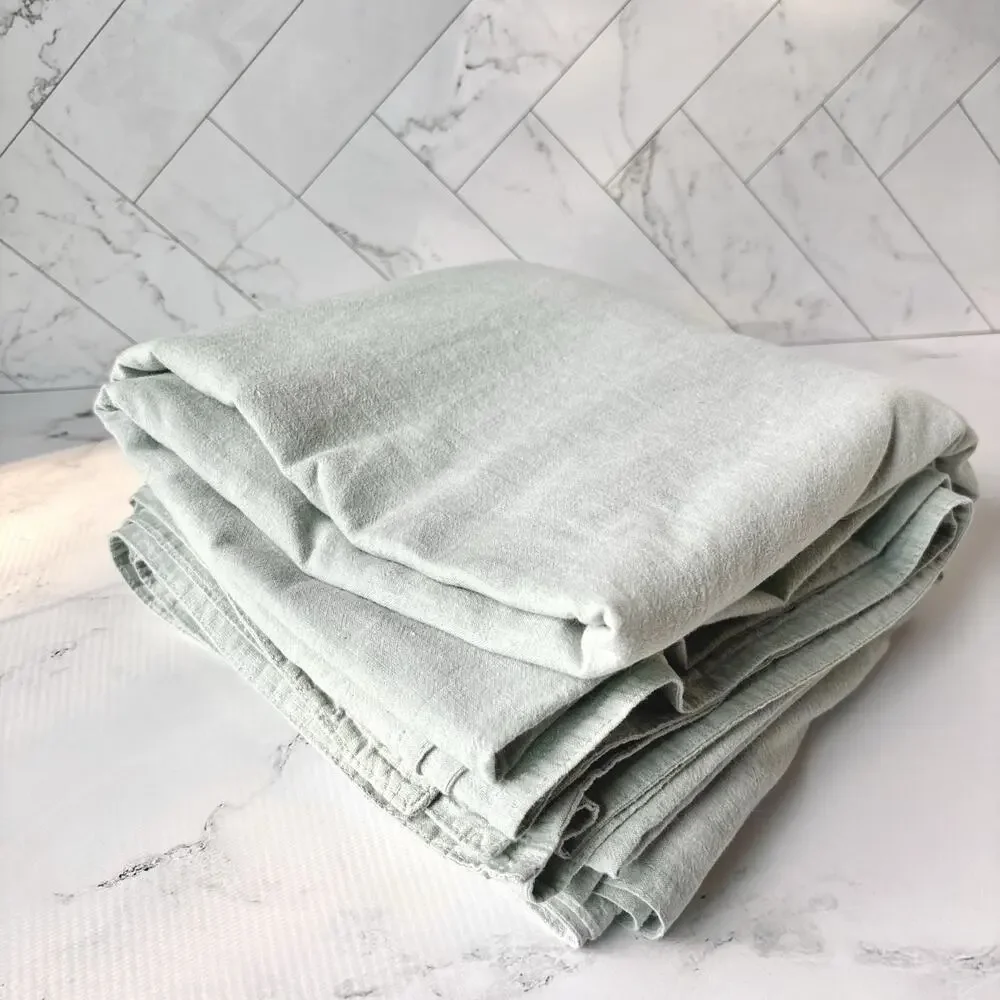 KENNETH COLE Queen Yarn Dyed Mineral Linen Duvet Cover In Sea Glass Coastal